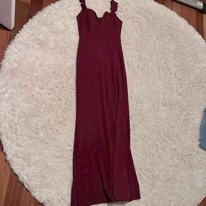 Floor length maroon ballgown worn only once